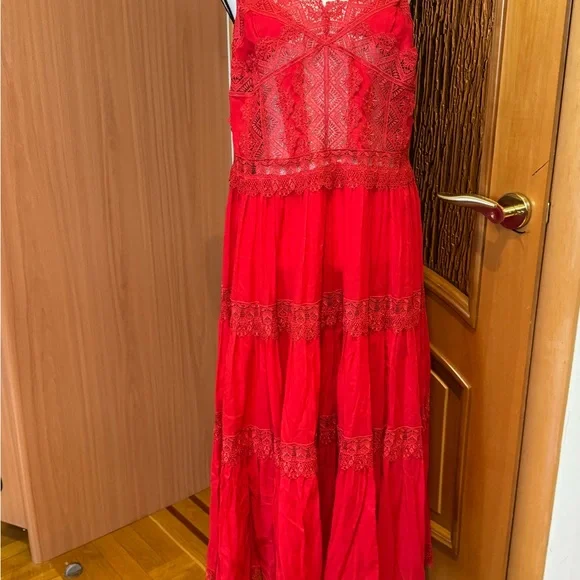 Charo Ruiz Red Lace Maxi Dress - Picture 5 of 16
